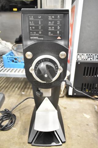 2025 Mahlkonig Guatemala coffee grinder, 2 lb. capacity, commercial countertop model. Settings panel visible, 120V. Excellent condition.