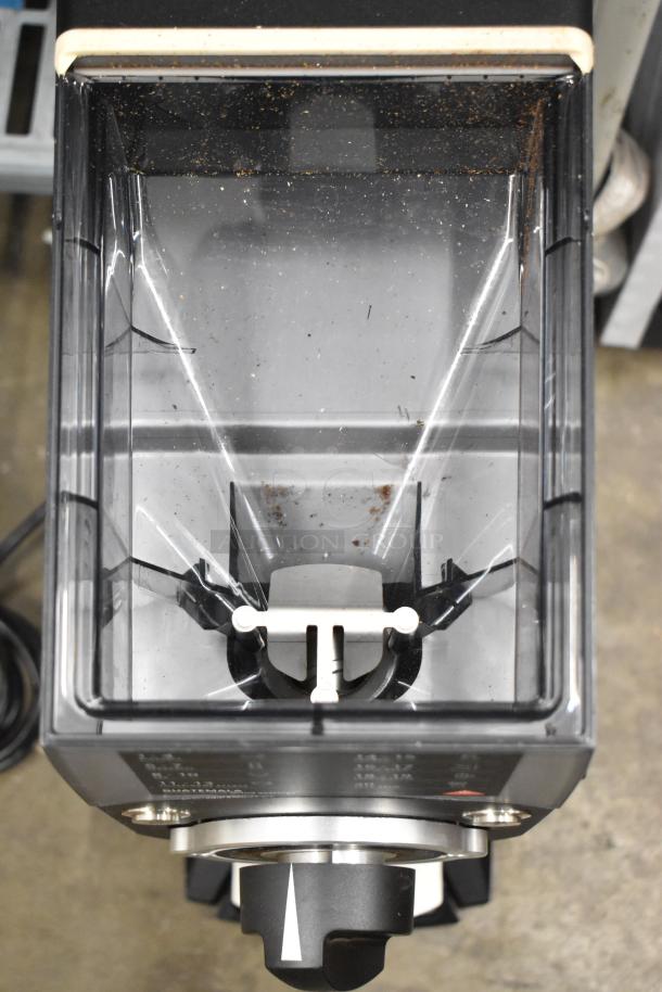 2025 Mahlkonig Guatemala 2 lb. Coffee Grinder, Hemro make, 120V, 1 Phase, commercial countertop model, viewed from top.