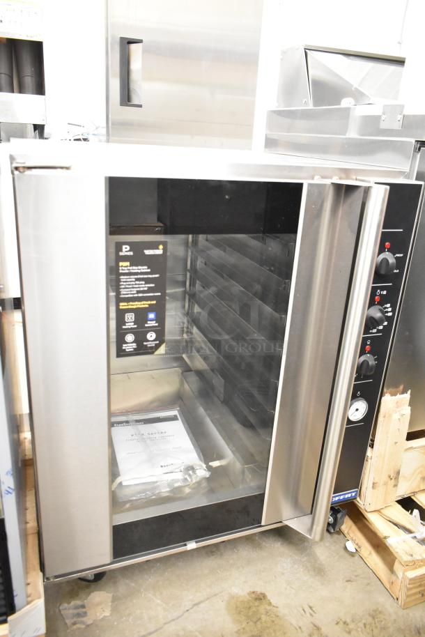 Moffat P8M Turbofan heated cabinet on casters, half-height, stainless steel, 110-120V, 1 phase, commercial use, excellent condition.