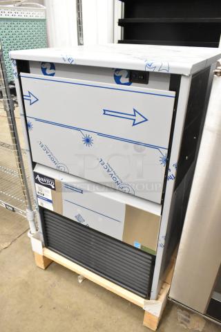 Brand new Avantco 194EUCH130A commercial undercounter ice machine, self-contained, 115 volts, 1 phase, in protective wrapping.