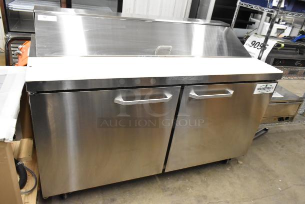 Brand new Mainstreet 829PT60 sandwich prep table, commercial grade, scratch and dent, Bain Marie top, on casters, 115V, 1 Phase.