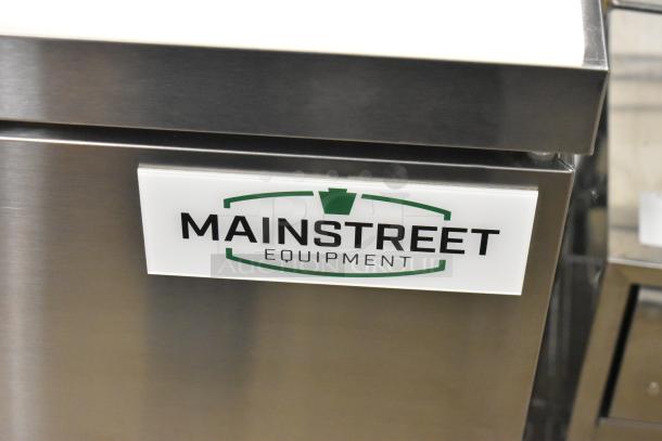 Mainstreet 829PT60 Sandwich Prep Table; stainless steel; commercial casters; 115V; logo visible; brand new condition.