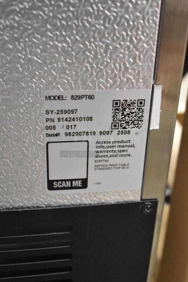 Mainstreet 829PT60 sandwich salad prep table, brand new with scratch and dent, on commercial casters, 115V, 1 Phase.