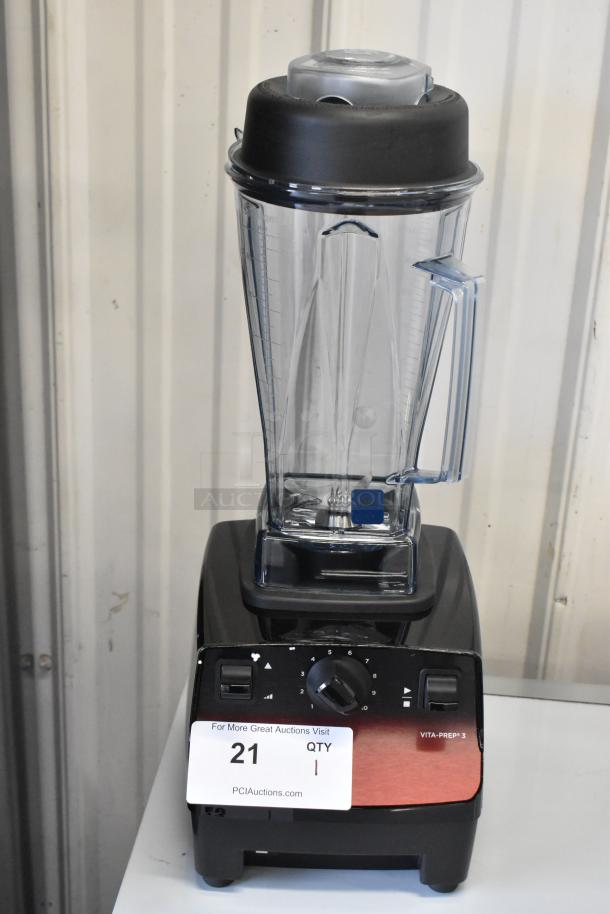 Brand new Vita-Mix VM0101D countertop blender with pitcher, 120 volts, 1 phase, minor scratches and dents visible.