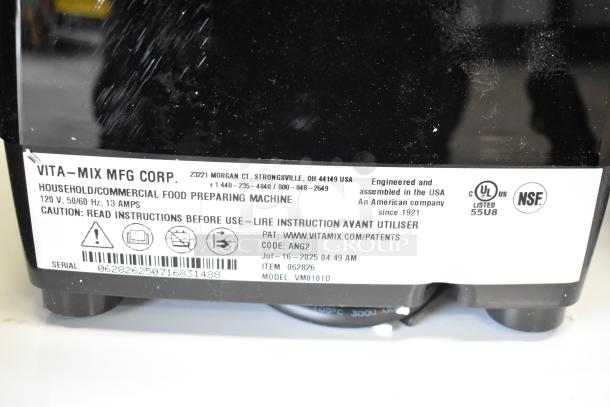 Brand new 2025 Vita-Mix VM0101D countertop blender with pitcher, 120V, 1-phase. Features scratch and dent condition, UL listed, NSF certified.