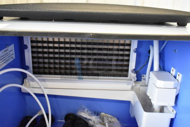 BRAND NEW 2025 Avantco 194UCF280A Stainless Steel Undercounter Ice Machine, 299 lb capacity, internal view showing components.
