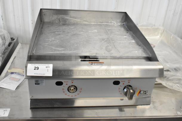 BRAND NEW 2025 Cooking Performance Group CPG 351GTCPG24NL commercial flat top griddle, natural gas, 60,000 BTU, thermostatic.
