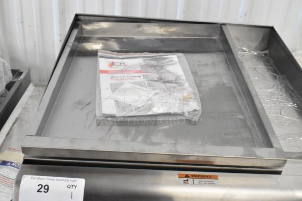 Brand new CPG 351GTCPG24NL gas flat top griddle, 60,000 BTU, with thermostatic controls, minor cosmetic scratch and dent.