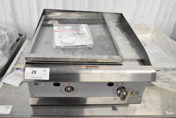 BRAND NEW Cooking Performance Group 351GTCPG24NL flat top griddle, 60,000 BTU, thermostatic controls, minor scratches.