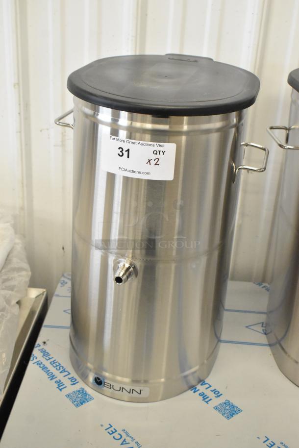 Bunn TDO-4 iced tea/coffee dispenser, stainless steel, scratch and dent, new condition, 2 units available.