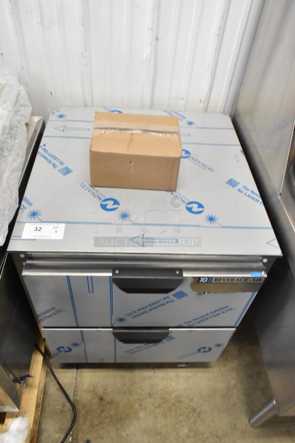 Beverage Air stainless steel 2-drawer undercounter cooler, brand new scratch and dent, 115V, 1 phase, commercial use.
