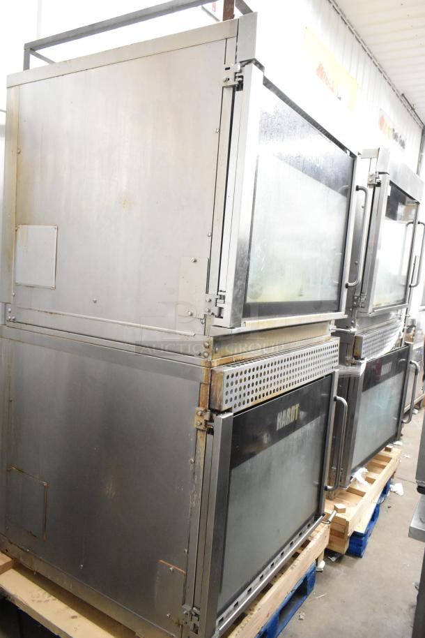 2 Hardt Inferno 3500 rotisserie ovens, 40-bird capacity each, 76,000 BTU, natural gas powered, commercial use.