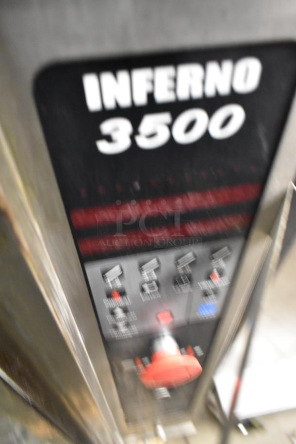 Hardt Inferno 3500 rotisserie oven control panel, showing model name and various settings.