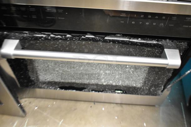 KoolMore KM-CWO30-SS convection oven with microwave, new, glass damage shown, 120V, 1 phase, stainless steel finish.