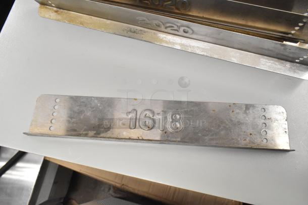 Set of 9 metal pieces for Turbochef Rapid Cook Conveyor Ovens. Visible numbers include 1618 and 2020. Used condition.