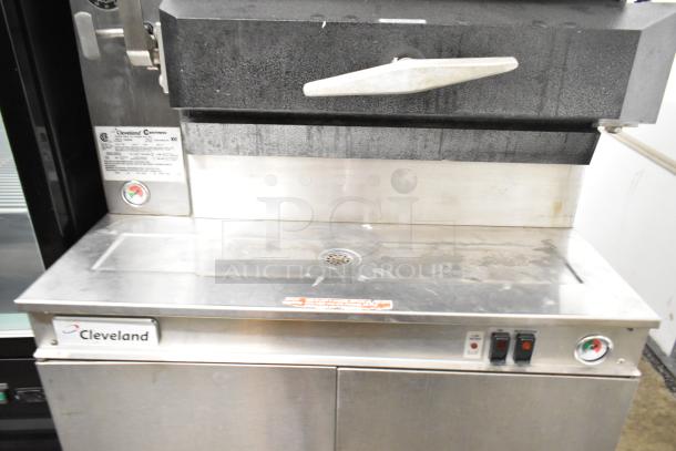 Cleveland PGM3002 commercial 16-pan pressure steamer, propane gas, with boiler base. Features 300,000 BTU. Visible controls.