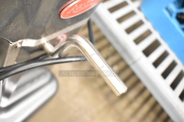 Avantco 177MIX8GY mixer with stainless steel handle, light scratching on surface. Includes bowl, whisk, paddle, hook. 120V, 1 phase.