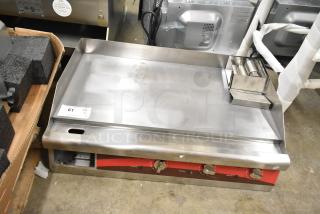 Brand new Avantco 177EG30N electric griddle with thermostatic controls, scratch and dent, 208/240 volts, stainless steel.