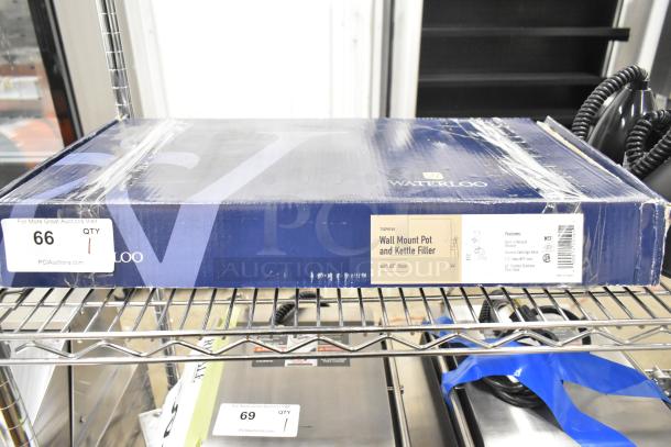 Waterloo Wall-Mounted Pot and Kettle Filler, model 750PKF68, brand new scratch and dent, with 68" hose and vacuum breaker.