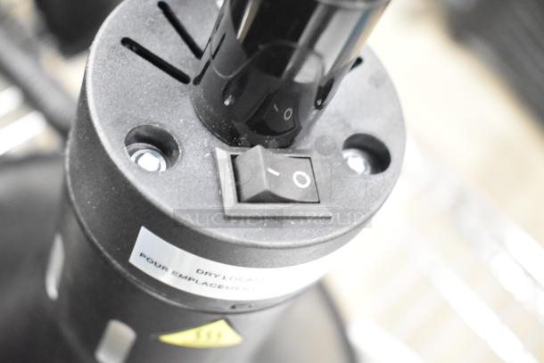 Brand new ServIt 423HLR45BK retractable cord ceiling mount heat lamp, black finish, round cone shade, 120V, scratch and dent.