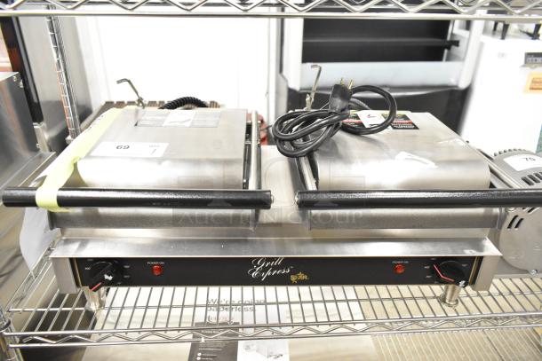 Brand new Star Grill Express GX20IG-240V double sandwich grill with grooved cast iron plates, dual 10" x 10" surface.