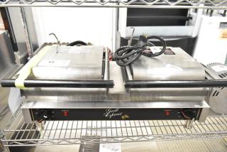 Brand new Star Grill Express GX20IG-240V double sandwich grill with grooved cast iron plates, dual 10" x 10" surface.