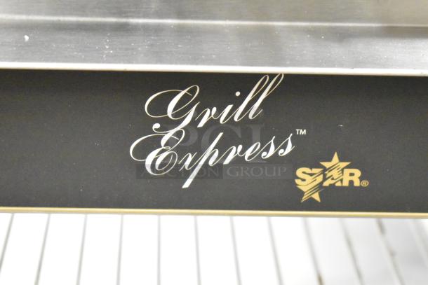 Brand new Star Grill Express GX20IG-240V sandwich grill with grooved cast iron plates, dual 10" x 10" surfaces.