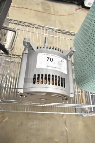Brand new Nidec motor, 208-240V, 1 phase. Visible scratch and dent. Item label reads "70, PCIAuctions.com."
