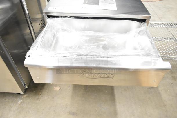 Brand new 2024 Avantco 177BW32 bun warmer, scratch and dent model. Holds 32 buns, 120 volts, stainless steel construction.