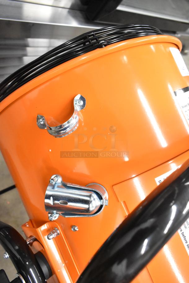 BRAND NEW SCRATCH AND DENT Boltic SHAG-K07F portable salamander heater, bright orange, metal clamps, 208V, 3 Phase.