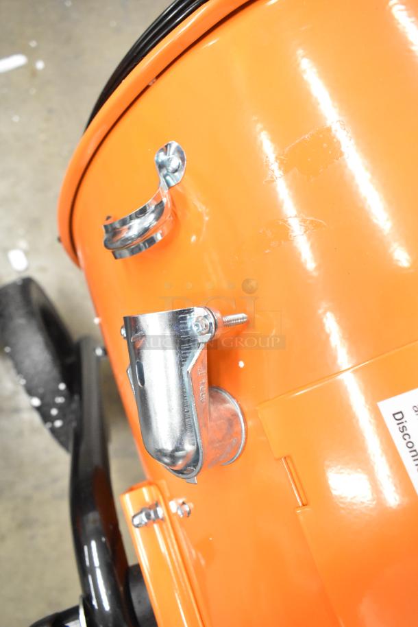 BRAND NEW Boltic SHAG-K07F Portable Electric Salamander Heater, orange, 208V, 3 Phase, visible scratches, mounting hardware.