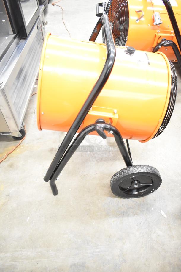 BRAND NEW SCRATCH AND DENT! Boltic SHAG-K07F electric salamander heater, orange, 208V, 3 phase on wheels.