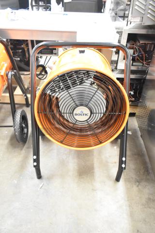 Brand new Boltic SHAG-K07F electric salamander heater, 208V, 3-phase. Minor scratches, portable design with sturdy frame.