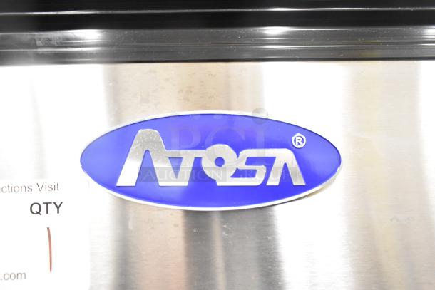 2021 Atosa MCF8703ES commercial freezer, 2-door, with poly coated racks, on commercial casters, blue Atosa logo, 115V.