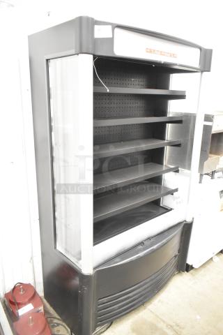 AHT AC-XLS US metal open merchandiser, commercial use, 115V, 1 phase. Features shelving, used condition.
