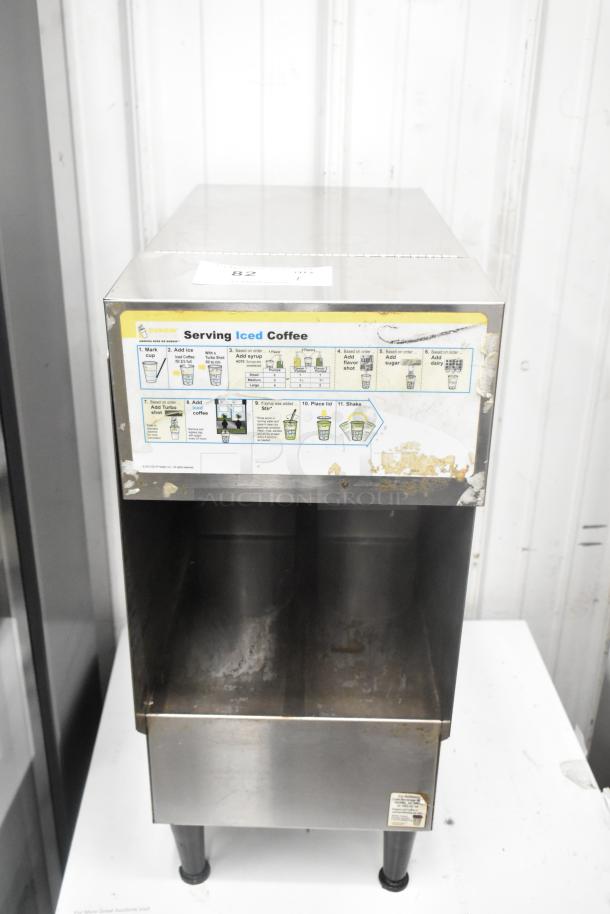 Bunn ICDD-3 stainless steel commercial countertop reservoir, worn label, functional condition, ideal for iced coffee service.