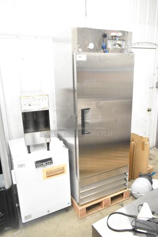 Brand new 2024 Avantco 178A19FHC commercial freezer, single door, scratch and dent, 115V, 1 phase, on pallet.