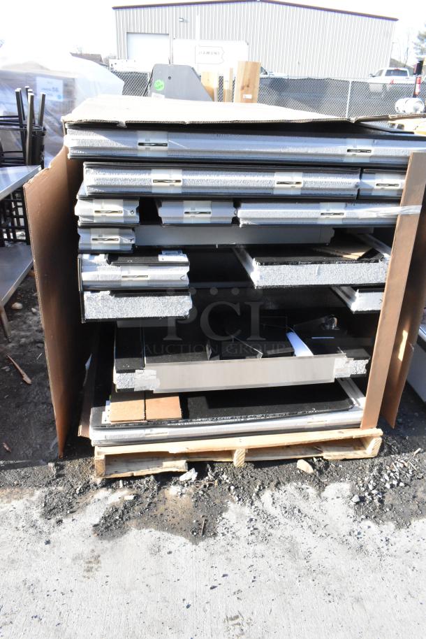 BRAND NEW SCRATCH AND DENT Amerikooler ND1500940S Walk In Box, no condenser or compressor, stacked panels on pallet.