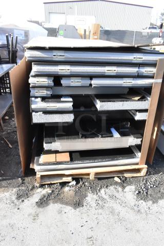 BRAND NEW SCRATCH AND DENT Amerikooler ND1500940S Walk In Box, no condenser or compressor, stacked panels on pallet.