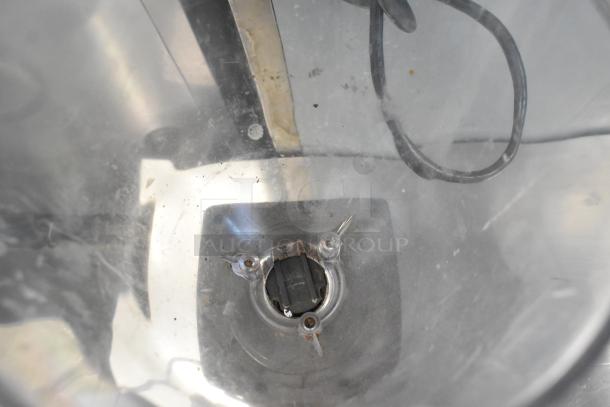 Bunn ES-1G commercial espresso bean grinder, metal, missing lid, operates on 120 volts, 1 phase. Interior view shown.