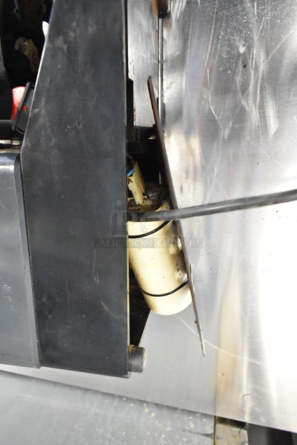 Bunn ES-1G commercial espresso grinder, metal build; no lid, 120V, 1 phase. Visible wiring and components, used condition.