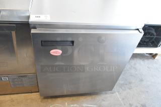 Delfield 406CA-DD1 single door undercounter cooler on casters, stainless steel, 115 volts, 1 phase, commercial use.