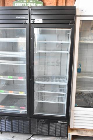 2019 Habco SE18HC commercial single door reach-in cooler with poly-coated racks, 115 volts, 1 phase, excellent condition.