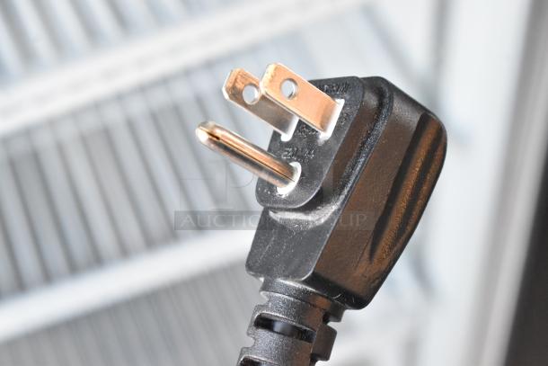 Close-up of power plug for 2019 Habco SE18HC commercial cooler, 115 volts, in excellent condition.
