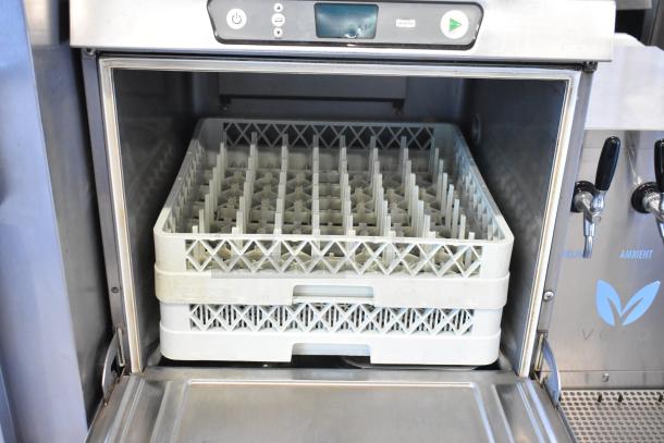 2018 Hobart LXER stainless steel undercounter dishwasher, includes rack. Runs on 120/208-240V, 1 phase. Appears in good condition.