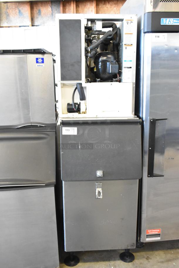 Hoshizaki KM-350MAJ ice head on B-300PF bin, 115V, 1-phase, stainless steel, commercial use, visible internal components.