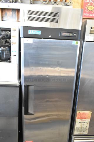 Turbo Air M3F24-1 commercial single door freezer, poly-coated racks, 115 volts, 1 phase, stainless steel finish.