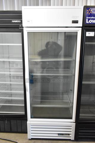 2021 True TSCI-600R-G-PH commercial single door cooler with poly-coated racks, 115 volts, in excellent condition.