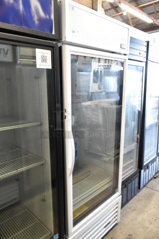 2021 True TSCI-600R-G-PH single door cooler merchandiser, poly coated racks, glass door, 115V, excellent condition.