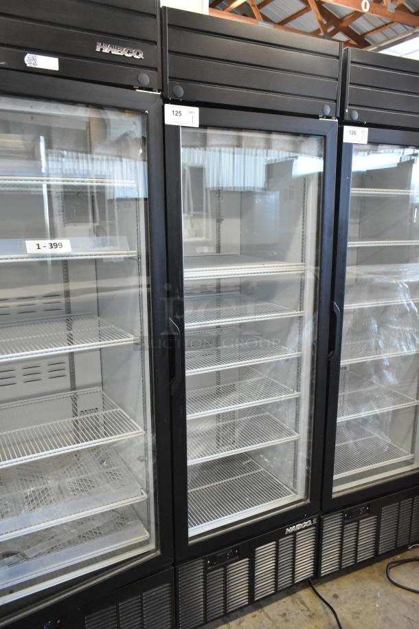 2019 Habco SE18HC commercial cooler, single door, poly coated racks, 115V, excellent condition, visible model nameplate.